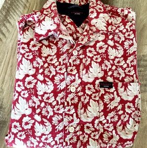 Tommy Hilfiger Red Floral Short-Sleeve Button-Down Shirt